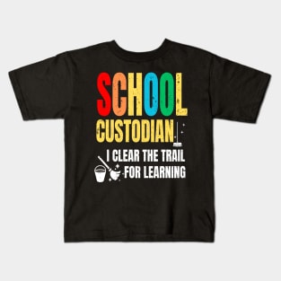 Vintage School Custodian Trail Learning Back To School Janitor Kids T-Shirt